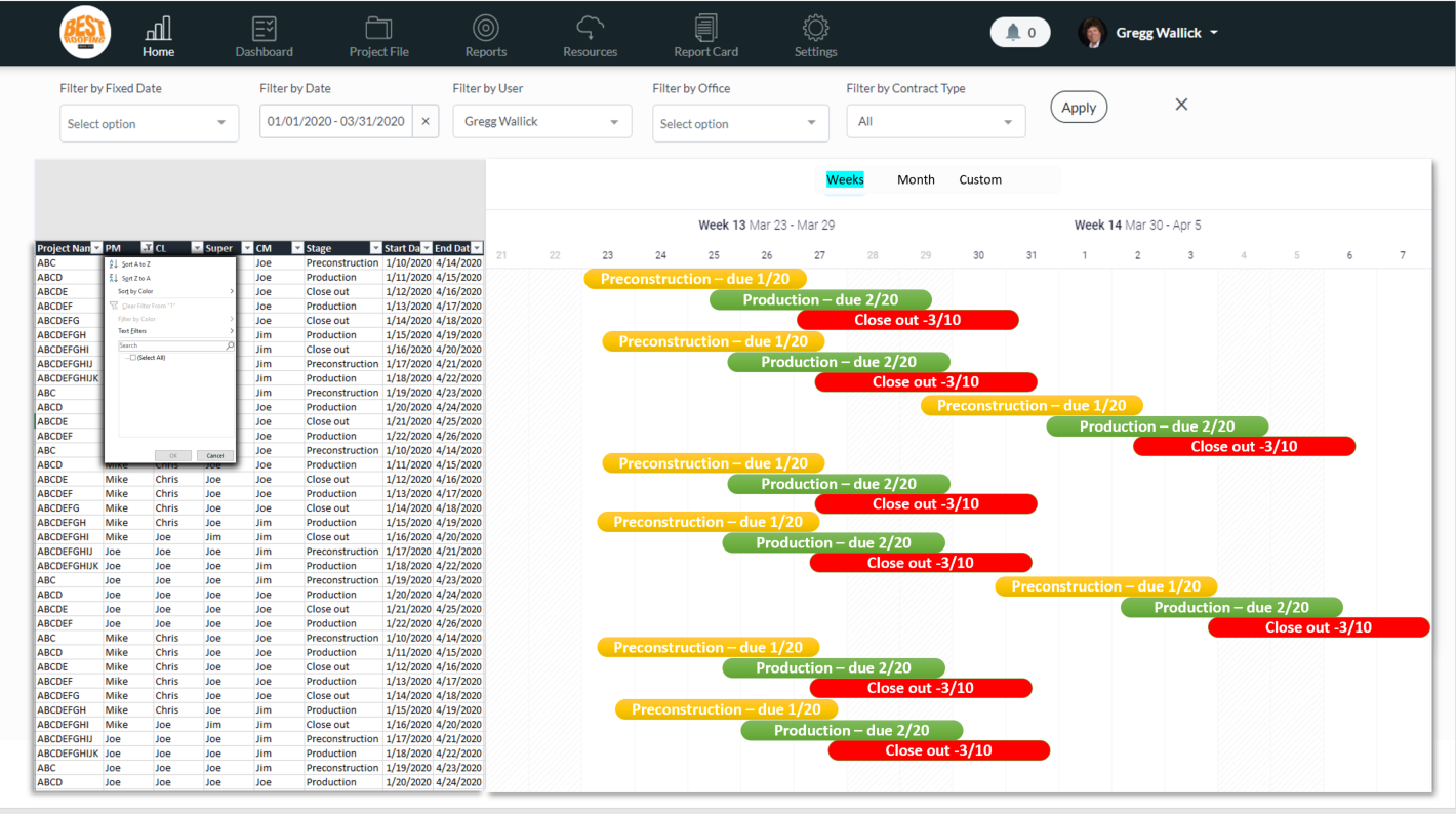 Project Management Scheduling Tool Feature Request Followup CRM